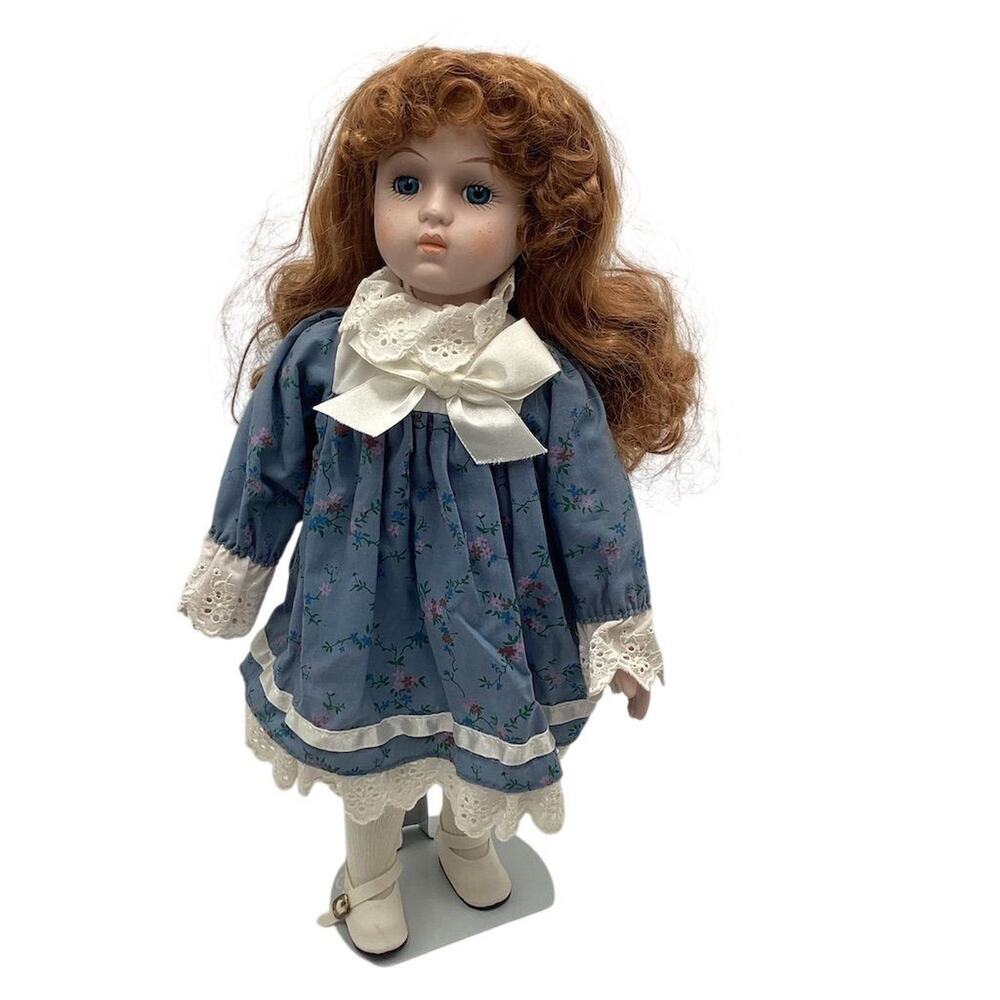 1989‎ House of Lloyd Porcelain Doll "Penny" 16”with Blue Dress